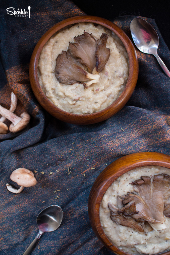 Roasted Parsnip Soup with Oyster Mushrooms