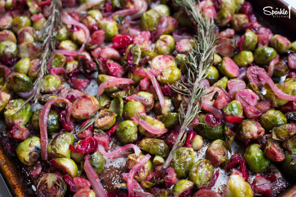 roasted brussels sprouts with cranberries & pancetta