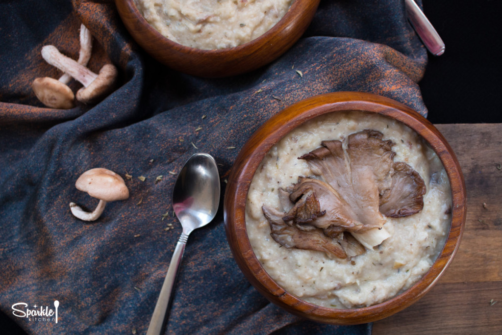 Roasted Parsnip Soup with Oyster Mushrooms