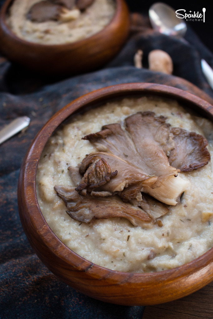 Roasted Parsnip Soup with Oyster Mushrooms