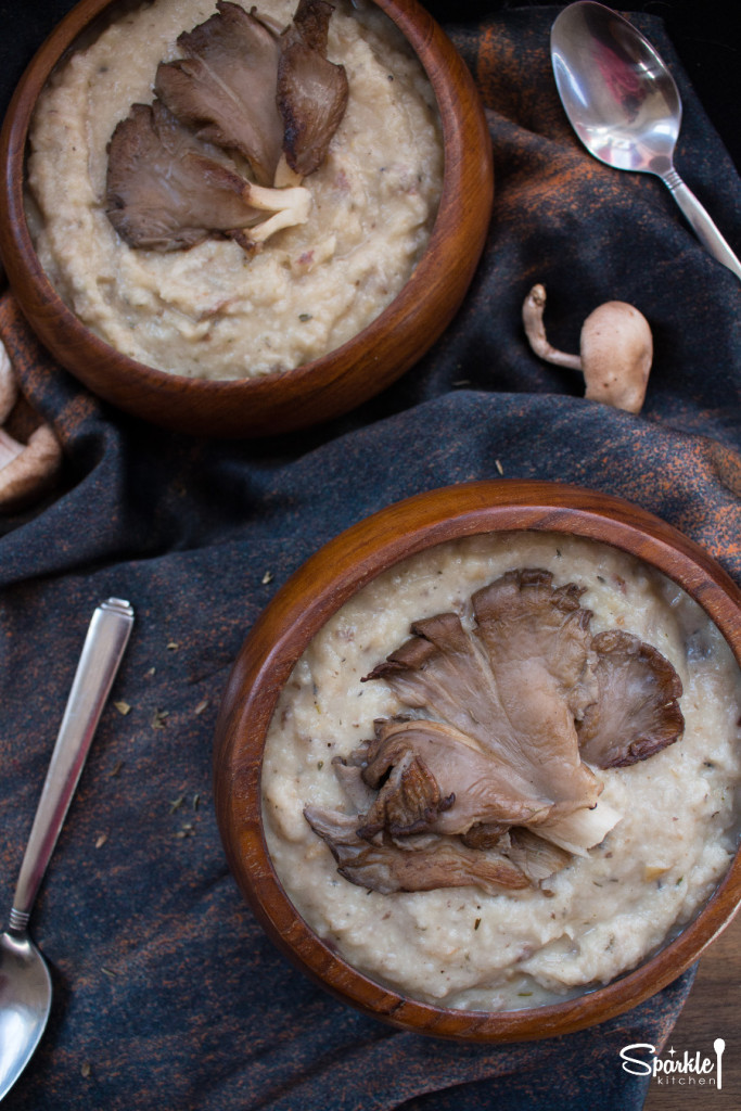 Roasted Parsnip Soup with Oyster Mushrooms