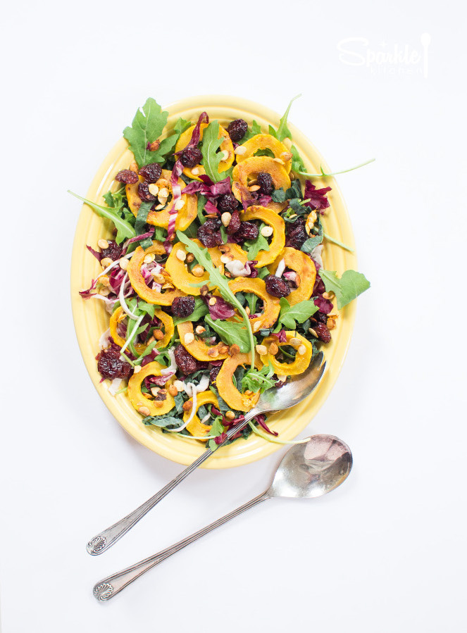 Winter Squash Salad with Mixed Greens & Cranberry Vinaigrette